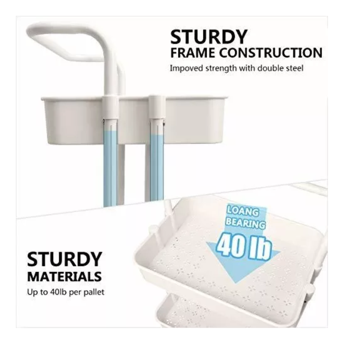 Vista 7 de Carrito organizador 3 niveles ES-3 - color: BLANCO